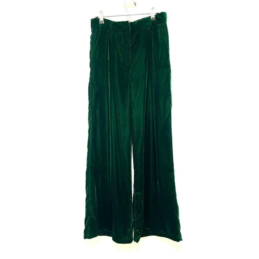 New Gibson & Latimer Green Velvet Wide-Leg Pants Size 8